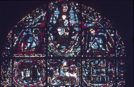 Vorschaubild Chartres: Kathedrale, Glasfenster, Leben Christi, Madonna, Einzug in Jerusalem, aufgenommen 5.9.1957 